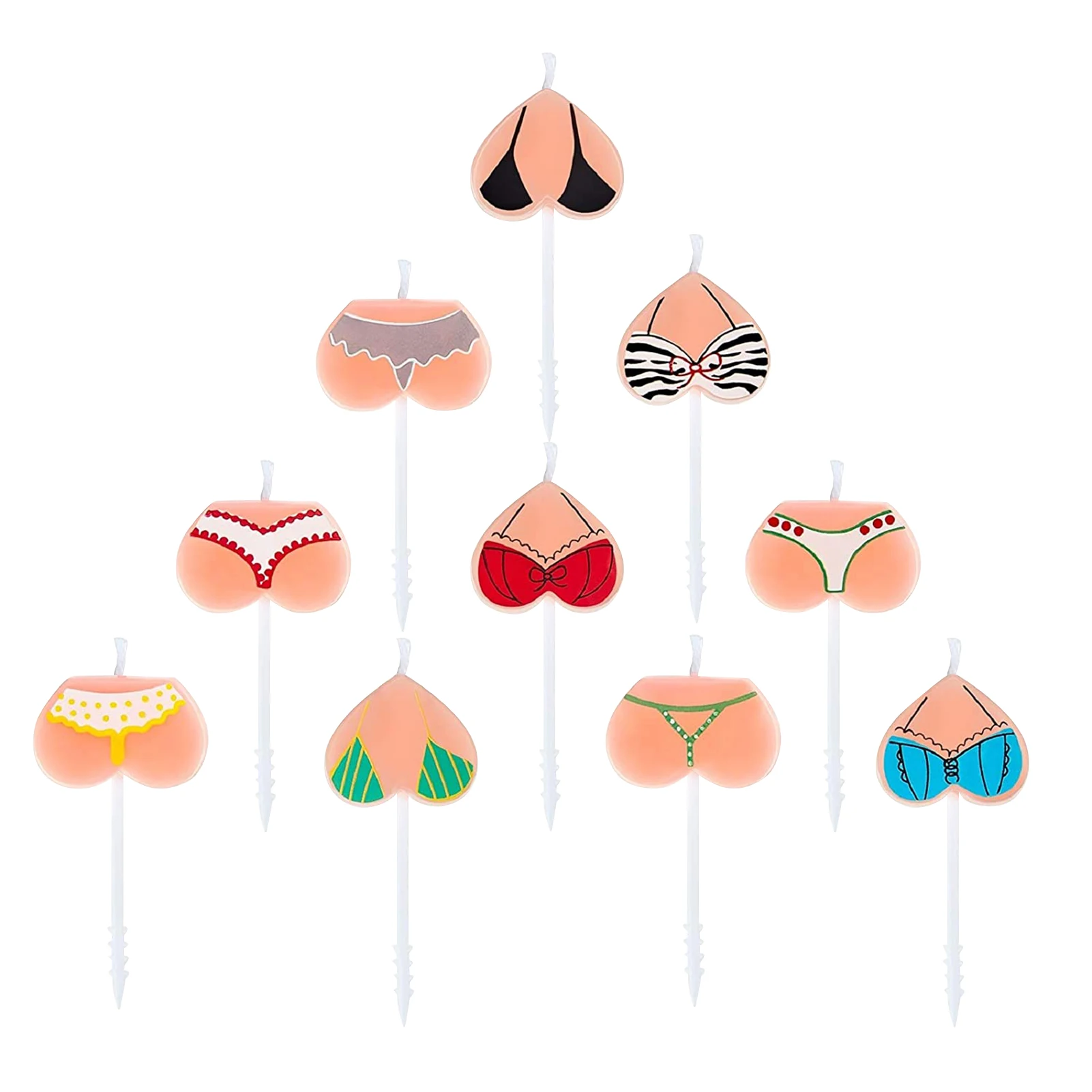 

5pcs Funny Bikini Birthday Cake Topper Decor Smokeless Birthday Candles Cupcake Topper Decoration Celebration Party Lovable