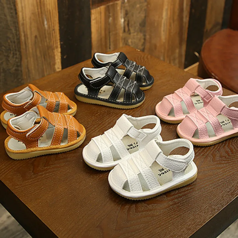 Обувь для маленьких мальчиков обувь девочек летние пляжные сандалии с закрытым