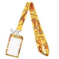 yl71 cute animal giraffe key lanyards neck strap card id badge holder key chain hang rope key rings friend gifts