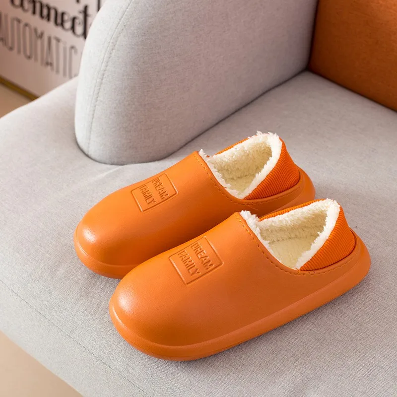 

2021 Winter Women And Men Slippers Indoor New Waterproof Cotton Slippers Warm Non-Slip Couple Floor Shoes Zapatillas De Casa