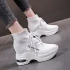 Женские кроссовки на платформе, на толстой танкетке, с вулканизированной подошвой, обувь на высоком каблуке, весна 2022