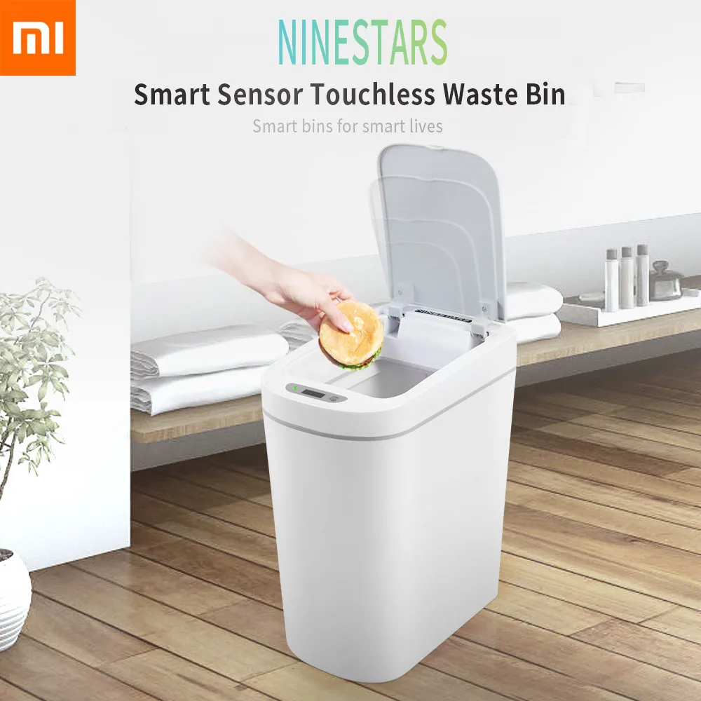 Умное ведро для мусора Xiaomi NINESTARS 7 л с датчиком движения и светодиодной подсветкой | Бытовая техника | АлиЭкспресс