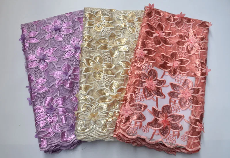 Кружевная ткань с блестками 2020 ярко-синие нигерийские кружева