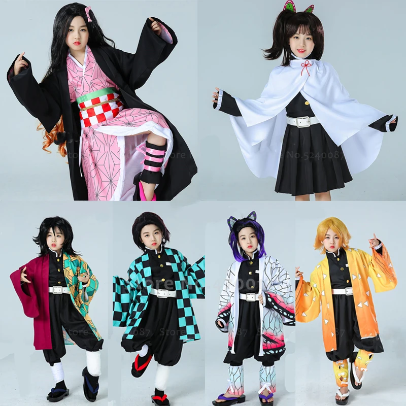 Kimetsu без Yaiba Униформа Cos Детская короткая футболка с героями из японского аниме