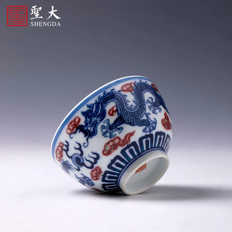 

white youligong yunlong teacups hand-painted ceramic kung fu master cup sample tea cup manual of jingdezhen tea service