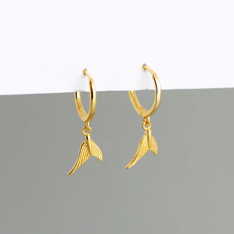 Женские серьги-гвоздики рыбий хвост WANTME из стерлингового серебра 925 пробы с