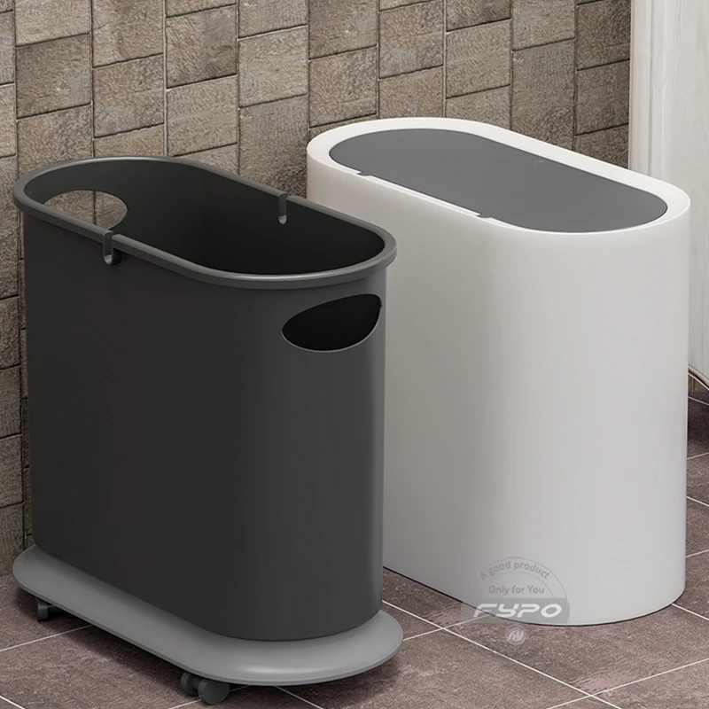 

Trash Can With Roller Skating,Kitchen Narrow Type Trash Can ,Waste Bin For Bathroom Office Living Room