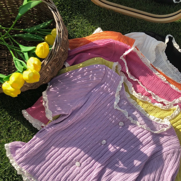 

Cute Sweet Lace Splice T-shirt Women's T-shirts Tops Japanese Kawaii Ladies Ulzzang Female Korean Harajuku Clothes For Women