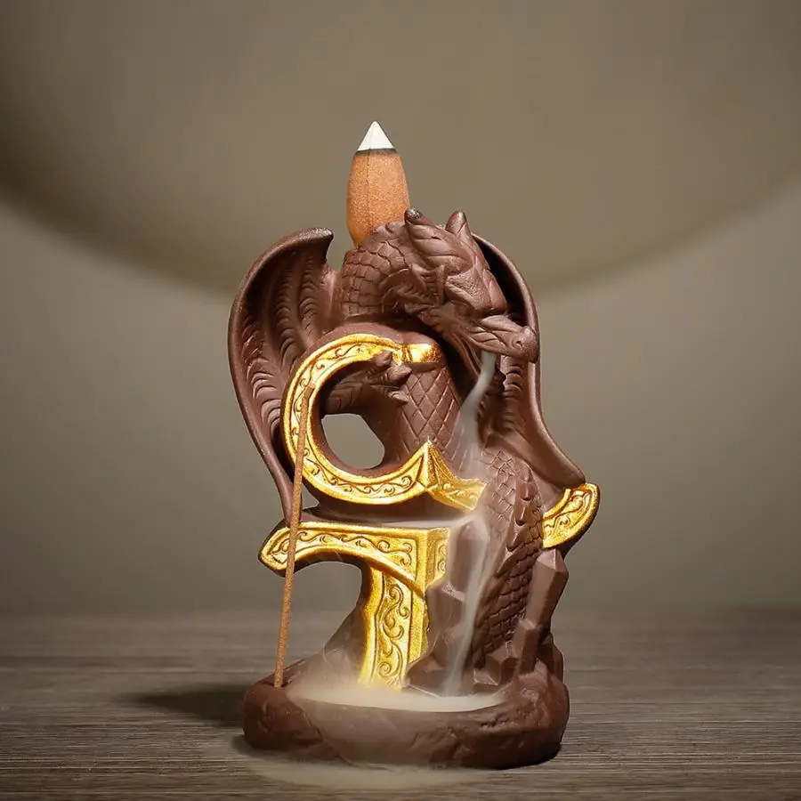 Cikonielf Бог Дракон фиолетовый песок Лотос Тип обратного потока благовония горелка