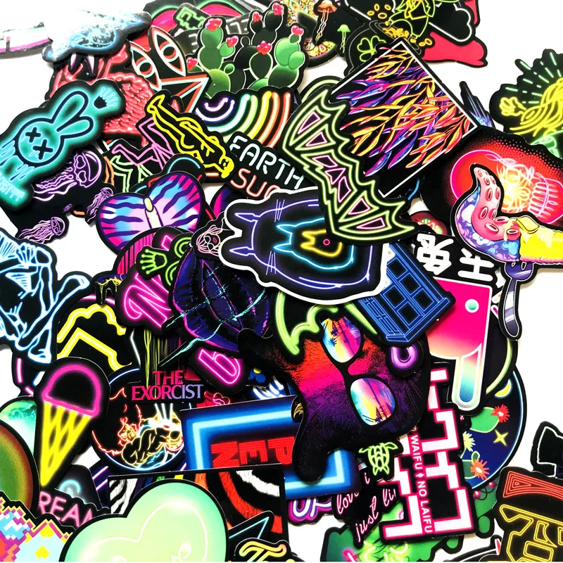 75 шт. неоновая световая наклейка аниме икона животные милые Надписи Наклейка s