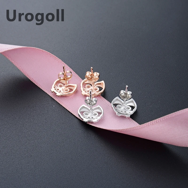 Благородные женские серьги из чистого серебра 925 пробы розового золота в форме