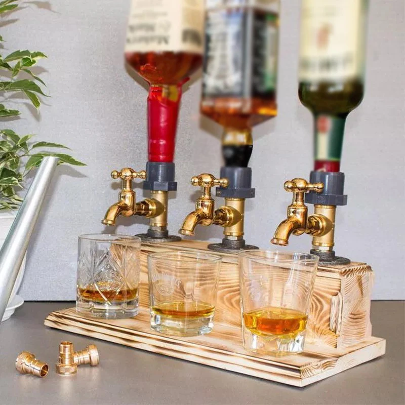 

Liquor Dispenser with Spigot Alcohol Bottle Dispenser Holder for Scotch Bourbon Whiskey Brandy Kitchen Bar Tools Father's Day