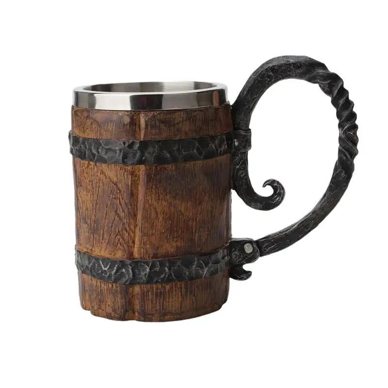 Винтажная кружка в форме бочки чашка из нержавеющей стали для кофе пива питьевой