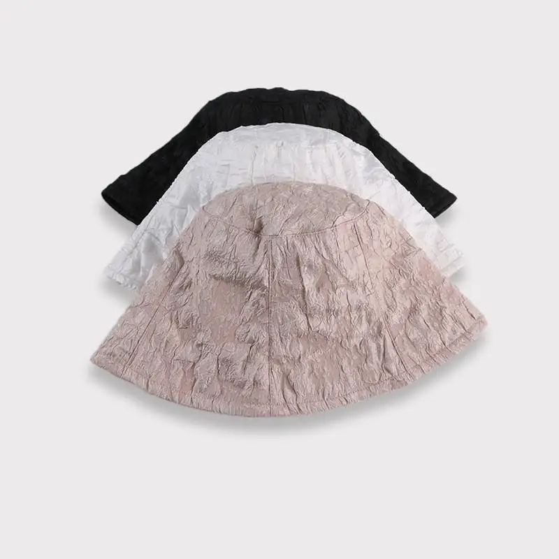

Acrylic Solid Color Fold Bucket Hat Fisherman Hat Outdoor Travel Hat Sun Cap Hats for Women 231