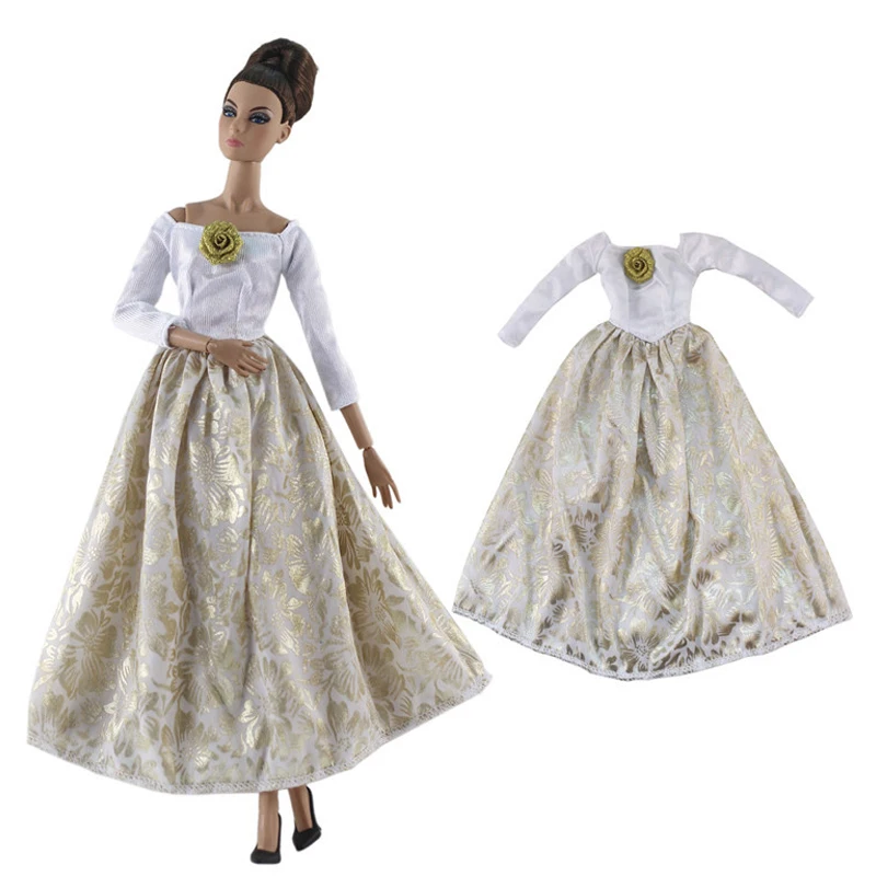 Вечерние нее платье из белого золота для куклы барби наряды принцессы детская