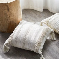 european style four corner lace tassel cushion office lumbar pillow cotton tufted custom sofa pillowcase chair pad
