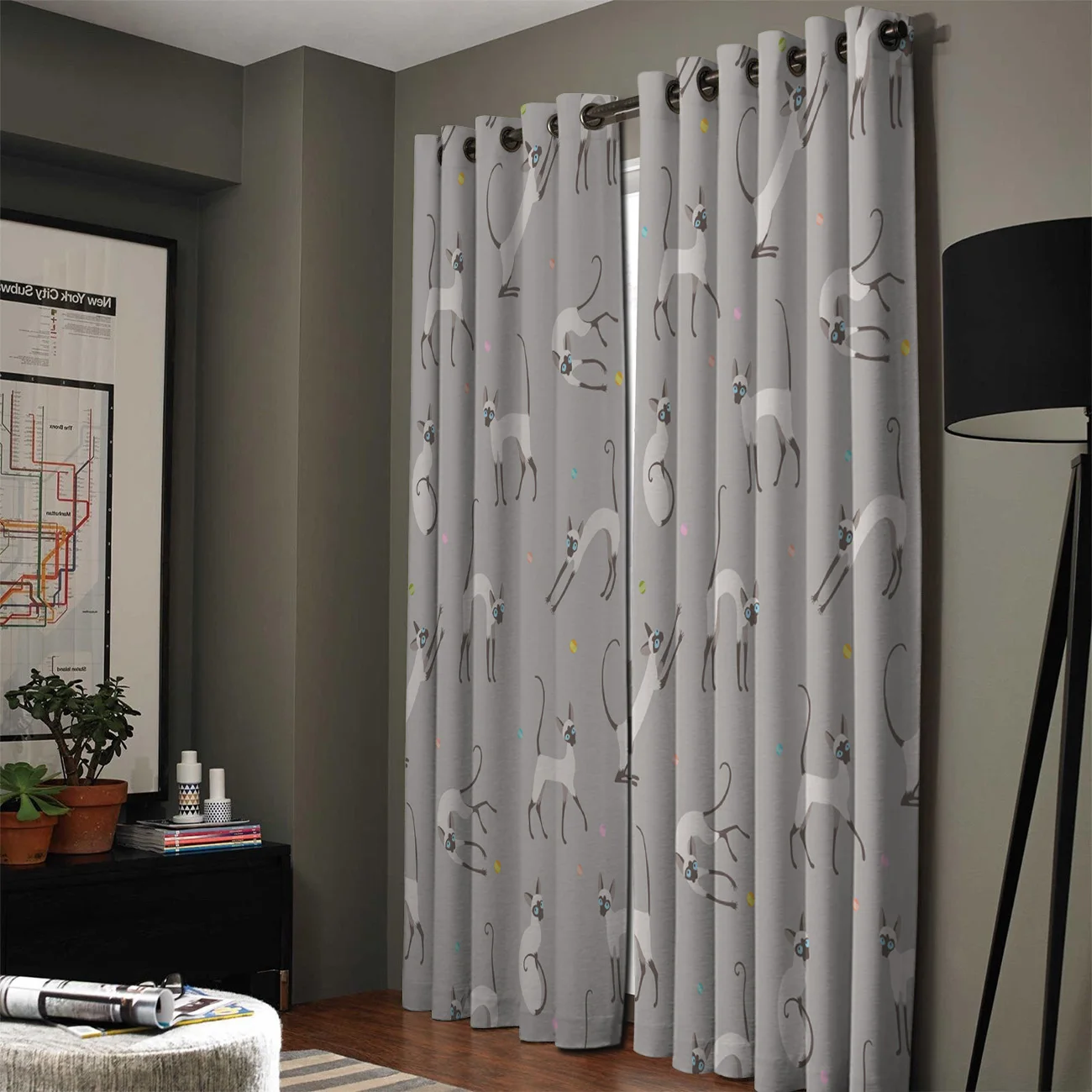 Cartoon Cute Cat Window Curtains for Living Room Decorative Items | Дом и сад