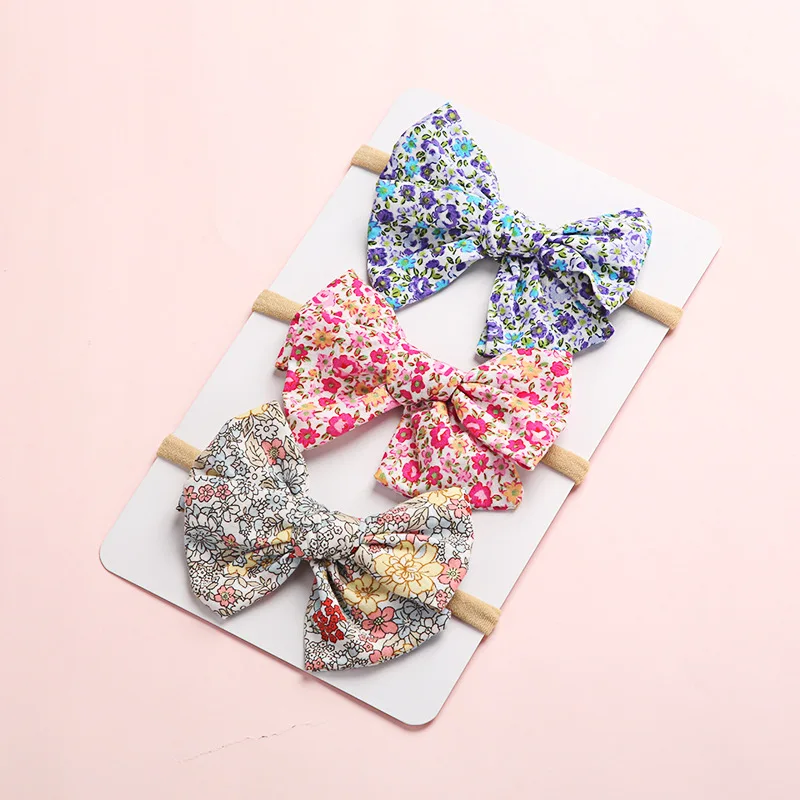 Детская повязка на голову с принтом для волос девочек аксессуары из хлопка и льна