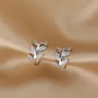 Женские серьги-клипсы в форме листа без пирсинга, винтажные серьги-клипсы с кристаллами, ювелирные изделия для девушек, подарок 1P