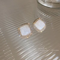 french retro simple 925 silver needle geometric diamond inlaid micro earring jewelry temperament earrings earrings female