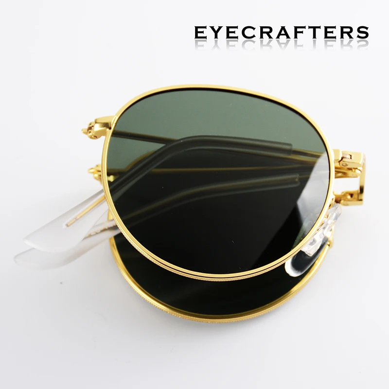 

Foldable Folding Sunglasses HD Polarized Mens Womens Fashion Retro Vintage Small Oval Round SunGlasses Mirrored Coating Eyewear