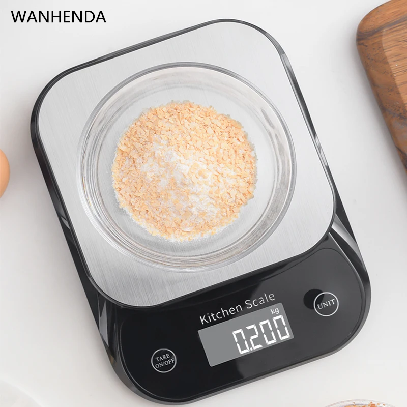 10kg kitchen scale digital scale electronic scale 5kg/0.1g food baking weighing scale stainless steel commercial platform scale