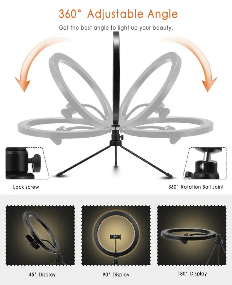 26 см кольцевой светильник для селфи с длинной ручкой ленивый мобильный телефон