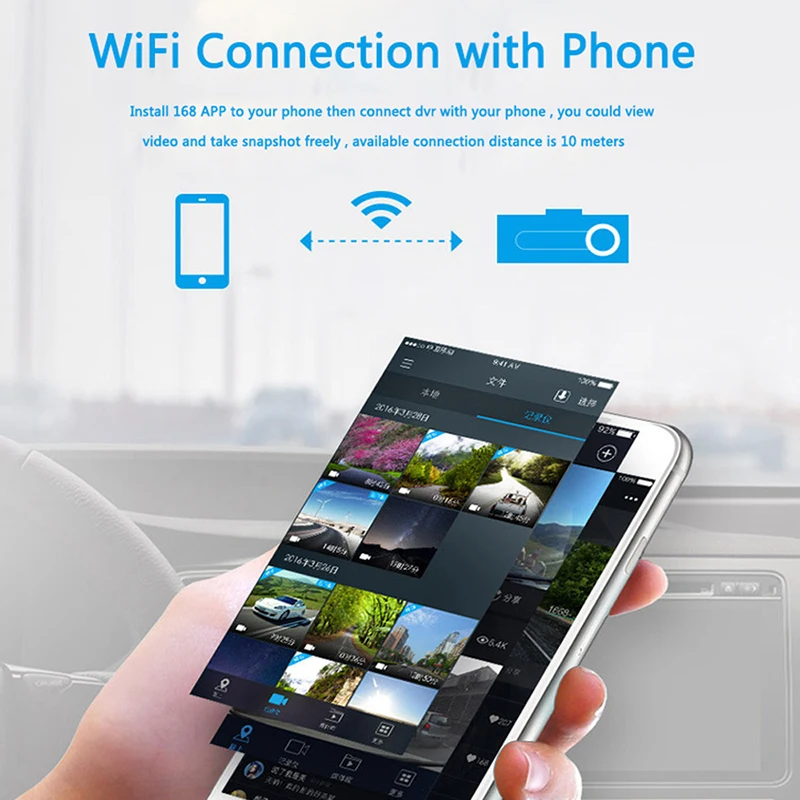 구매 Maohouma-와이파이 자동차 DVR 130 도 무선 자동차 대시 캠, 1080P 풀 HD 대시 카메라, 야간 버전, G-센서 운전 레코더 카메라