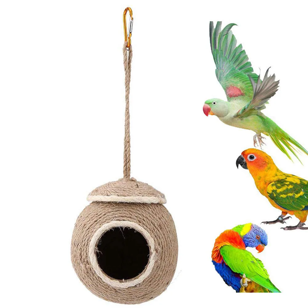 Натуральная Кокосовая ракушка птичьи клетки подвесное Птичье гнездо для