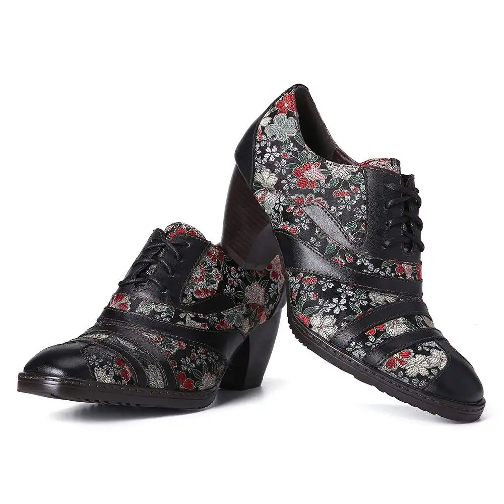 Женские туфли-лодочки SOCOFY черные туфли из натуральной кожи на низком каблуке с