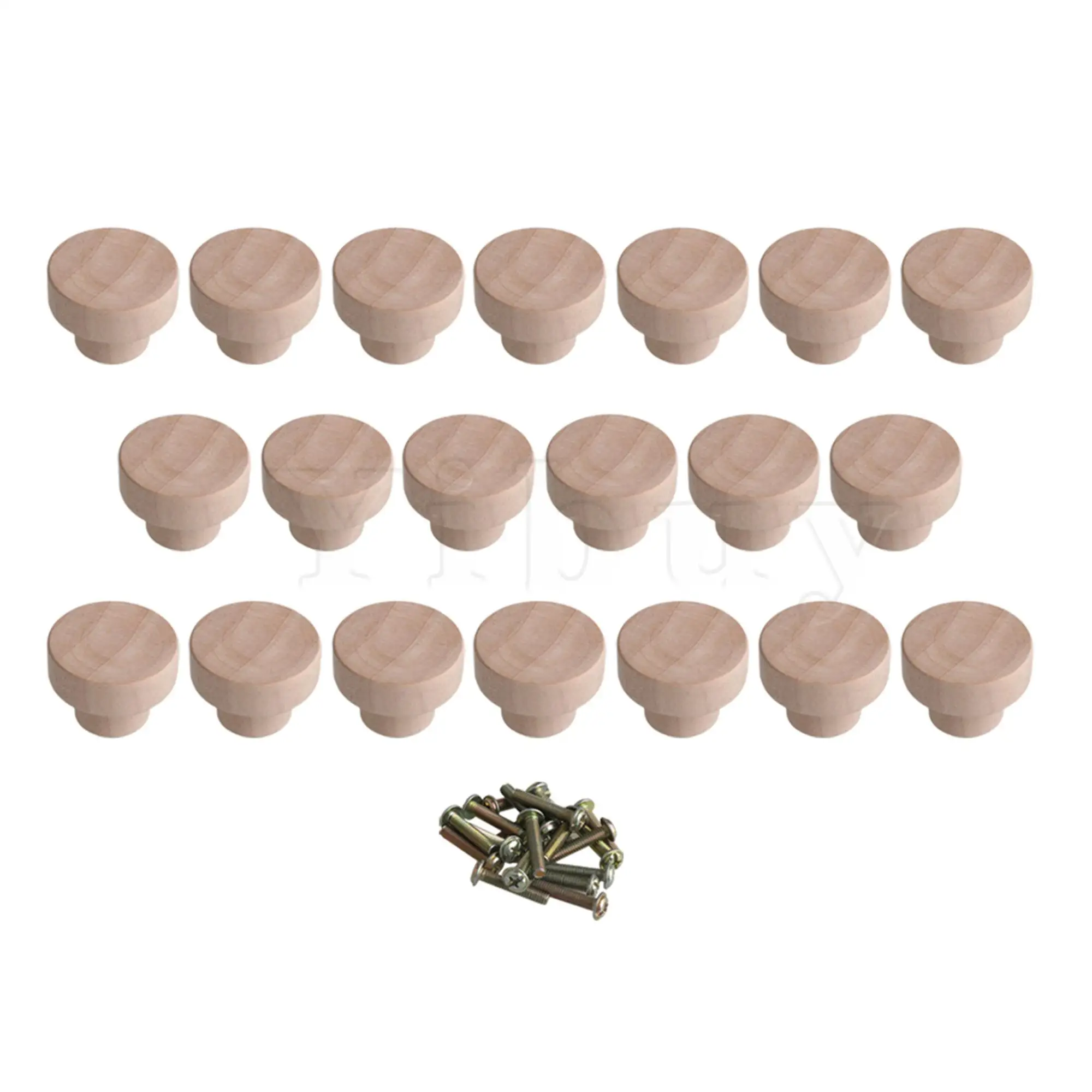 

20Pcs Wood Color Wood Cabinet Hardware Pulls and Knobs Dia35x25m