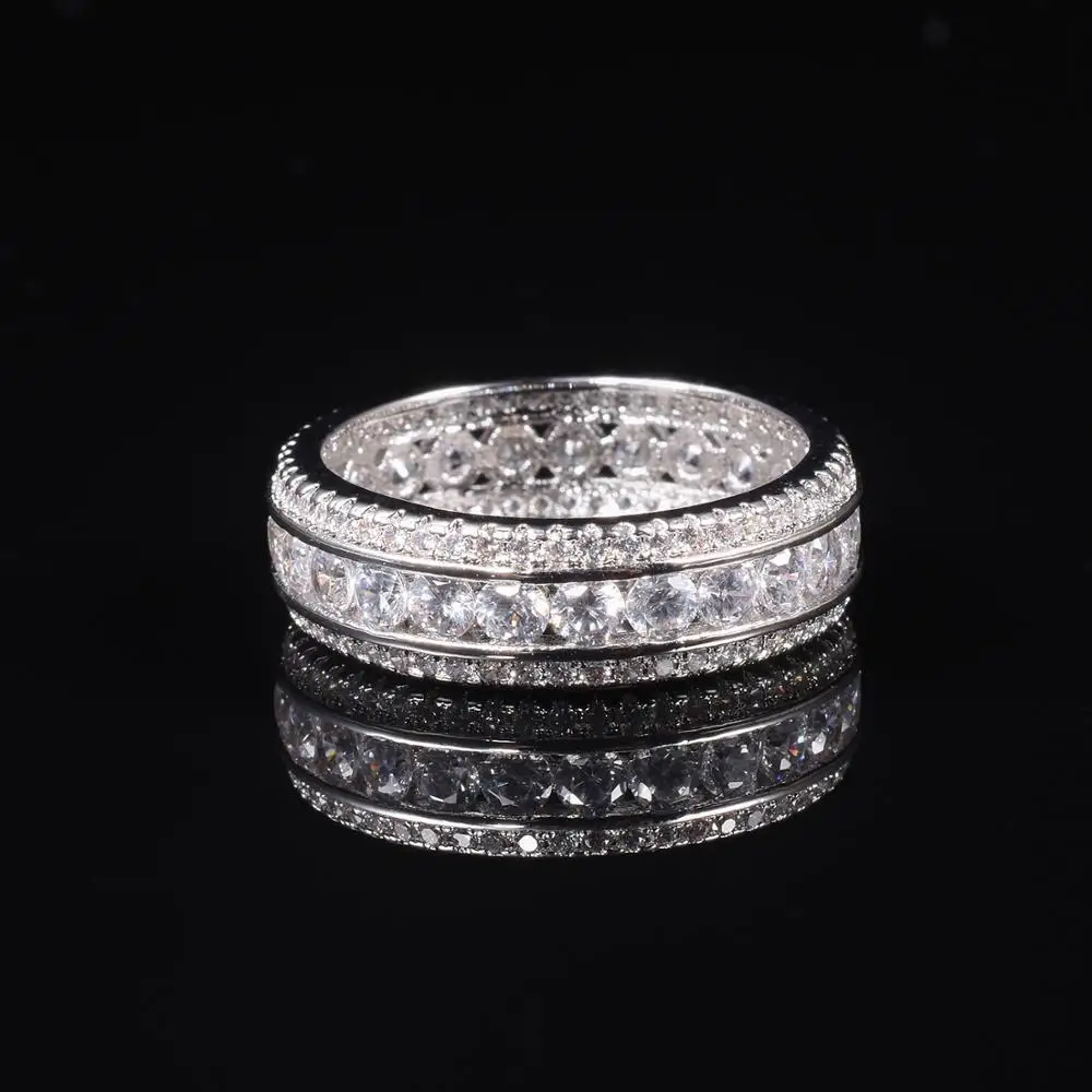 Кольцо из белого золота 10 карат с полным камнем ПАВЕ белым топазом в европейском