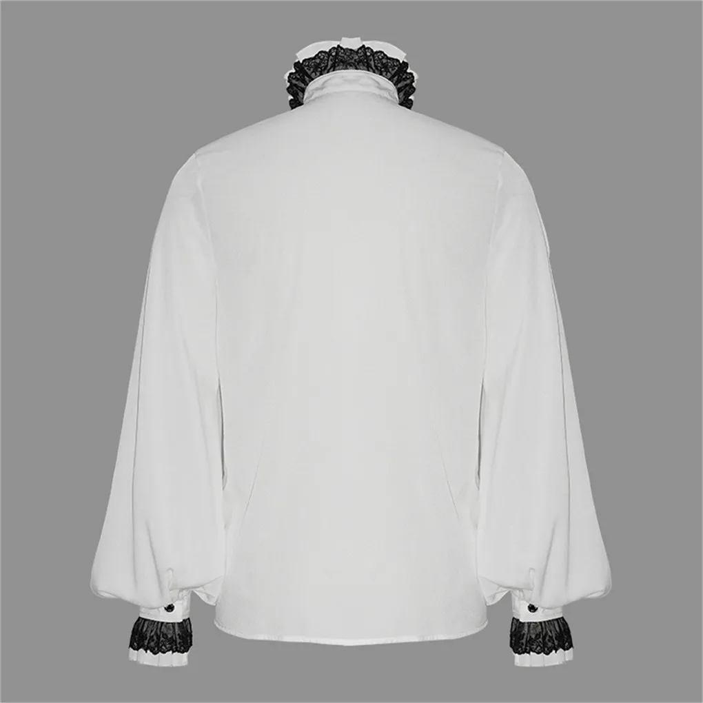 

Formal Shirts For Men New Arrivals High Quality Gothic Men Shirts White Vintage Long Sleeves Lantern Sleeves