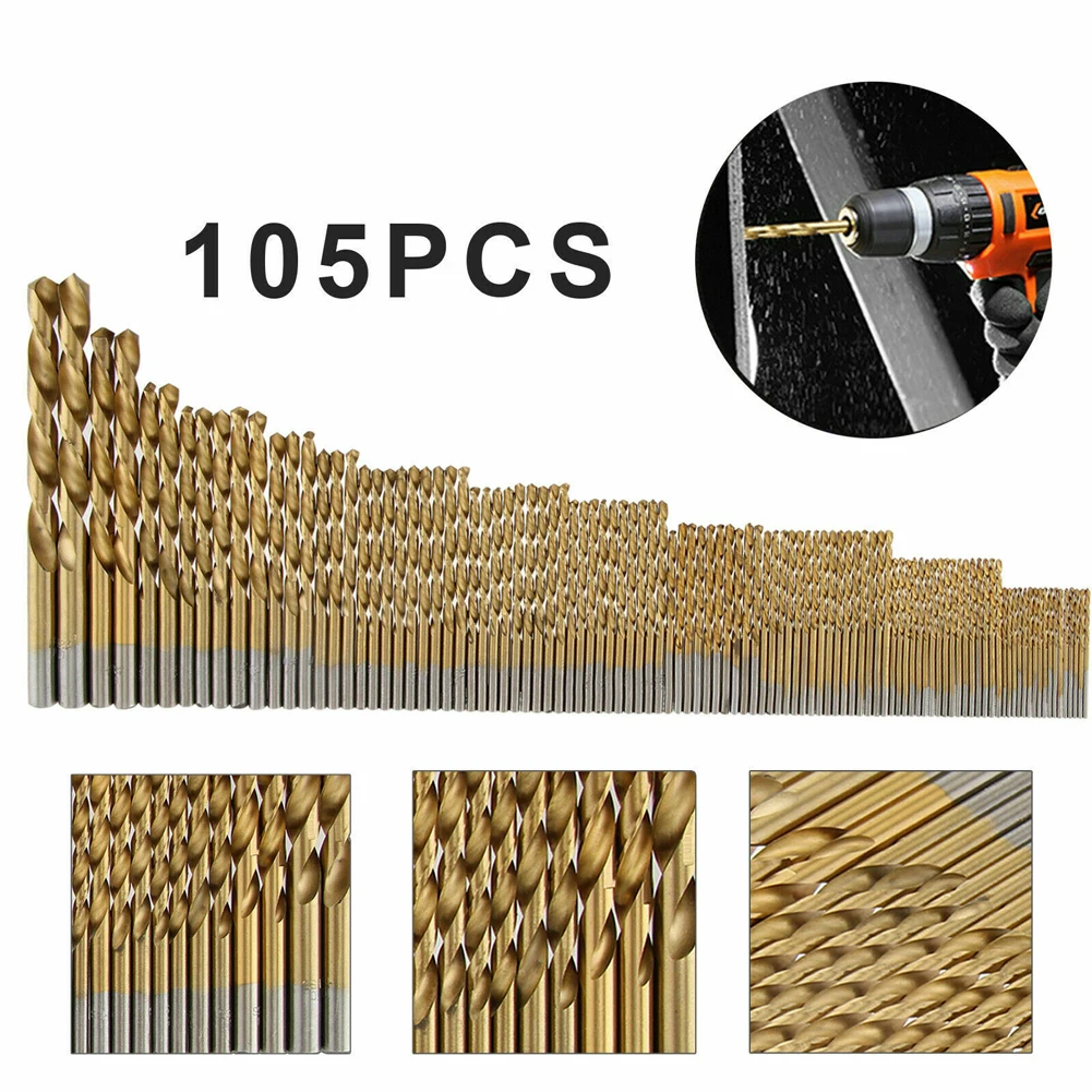 105pcs Multifunctional Hole Openers Portable Spiral Groove Woodworking High Speed Steel Drill Bit Set Non Slip Straight Shank |