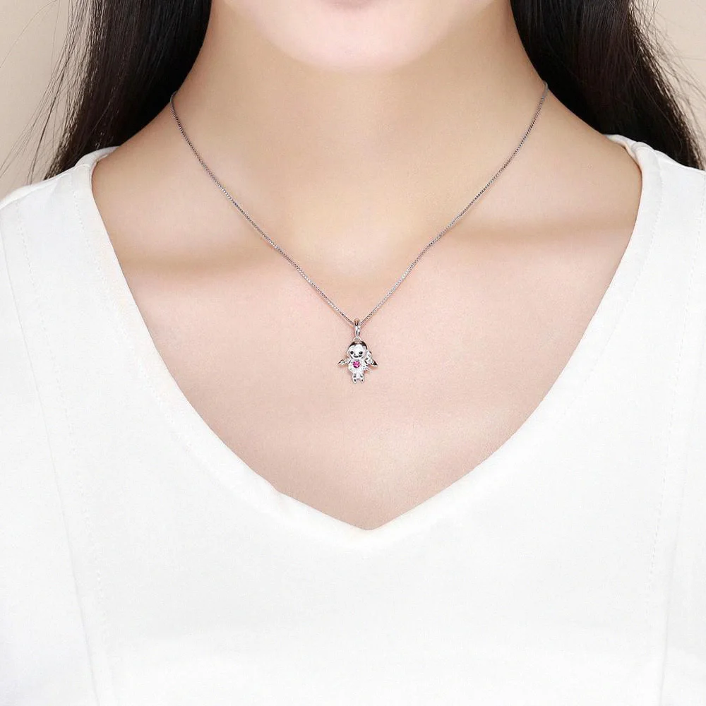 

925 Sterling Silver Little Devil Boy & Angel Girl Charm fit Charm Bracelets & Necklaces DIY Jewelry kids Gift