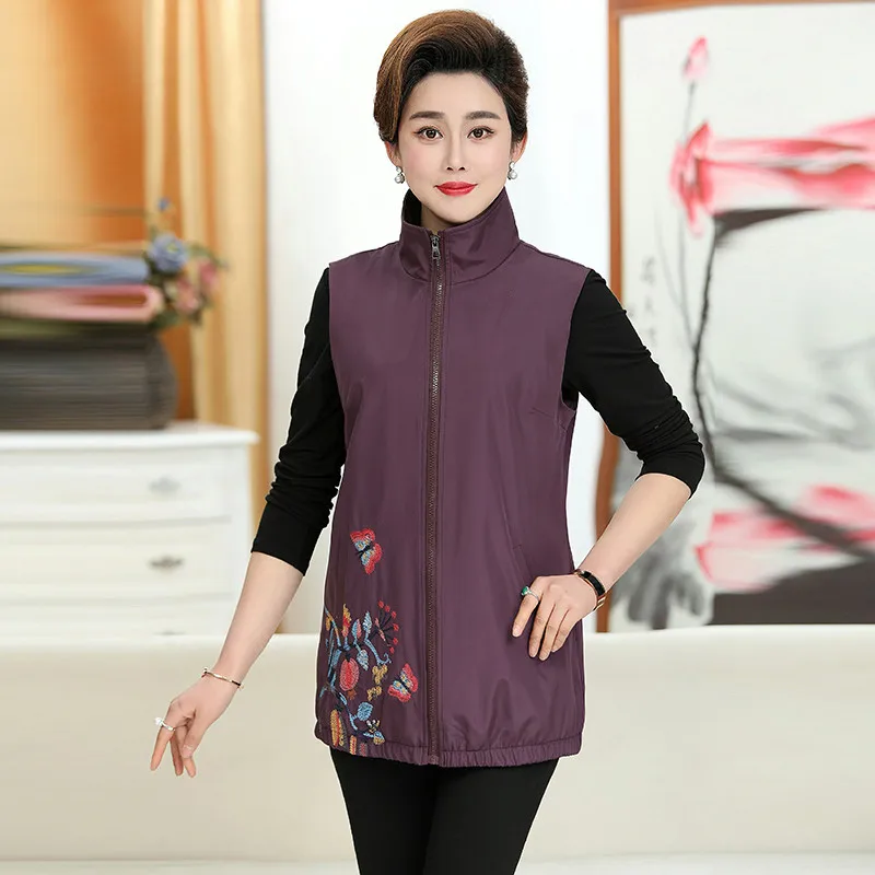 

Large Size 5XL 2019 Autumn New Women's Vest Jacket Autumn Sleeveless Casual Vintage Lady Waistcoat Female Fashion Outerwear M155