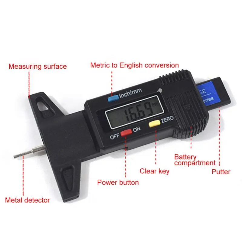 

Car Tyre Tire Tread Depth Tester Gauge Digital LCD Display Caliper Thickness Meter Measurer Truck Tool Monitoring System