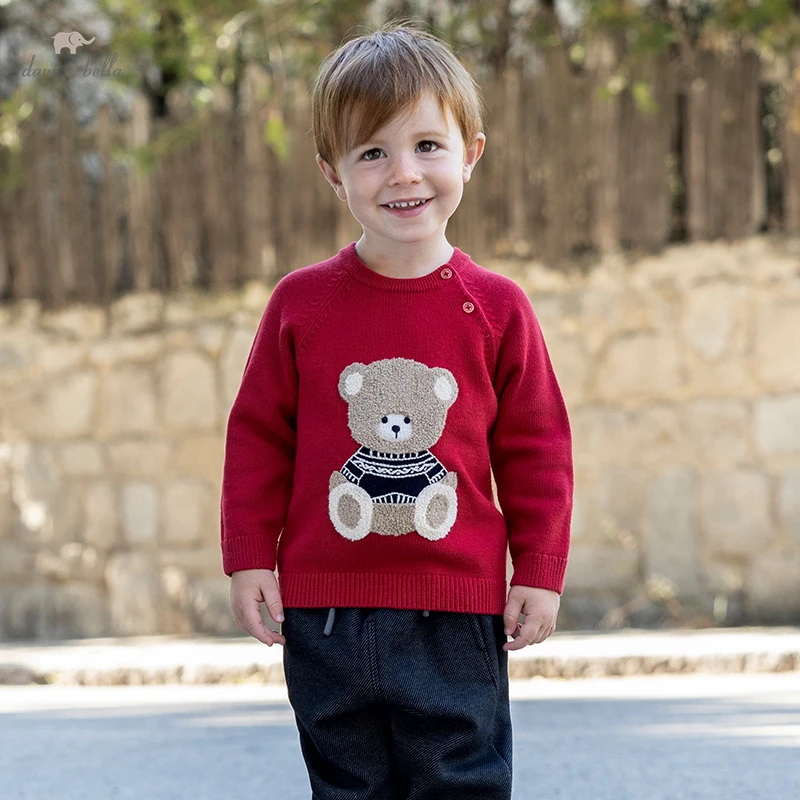 

DB18894 dave bella зимний Повседневный Детский Рождественский мультяшный вязаный свитер унисекс модные топы для маленьких мальчиков и девочек