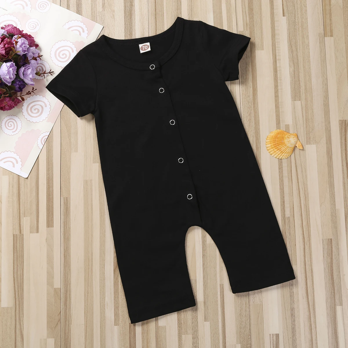 Комбинезон детский с коротким рукавом на пуговицах|Ромперы| |