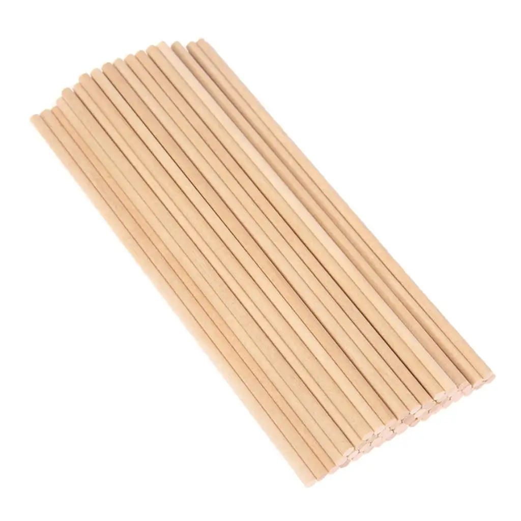 

50Pcs Unfinished Wood Round Shapes 5mm Wooden Stick Dowels Rod DIY Art Crafts