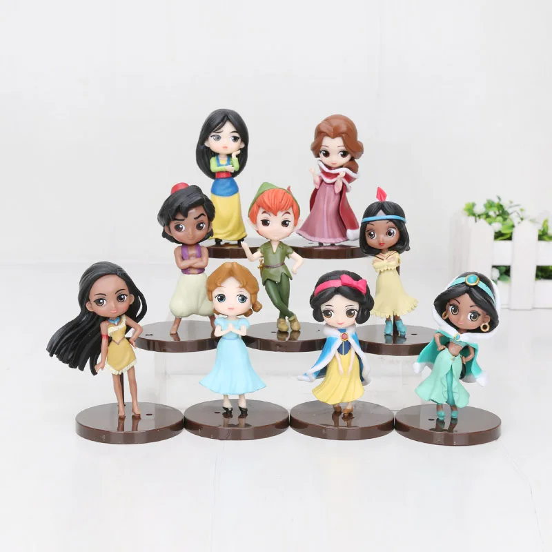 9pcs 6cm opp bag 8 шт./компл. Q Posket фигурка принцессы Белоснежка Золушка Тиана Рапунцель Ариэль торт украшения ПВХ игрушки для подарков - Цвет: 9pcs 6cm opp bag
