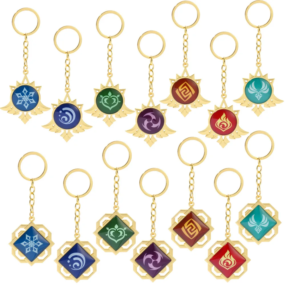 

Game Genshin Impact Keychain Element Vision God's Eye Pendant Key Chain Mondstadt Liyue Harbor Accessories Halloween Prop
