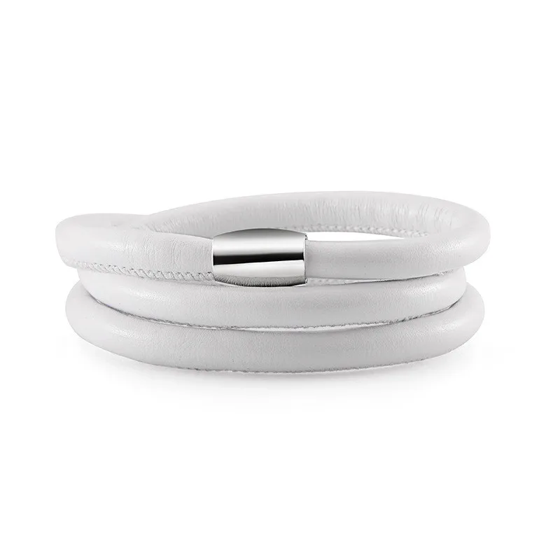 Трехслойный кожаный браслет для мужчин и женщин ювелирные изделия магнитные