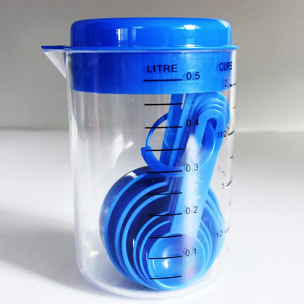 

7Pcs Plastic Storage Measuring Tool Kit ABS PP Measuring Glass Cup Container and Spoons Set kitchen Tools Hot Sale Blue
