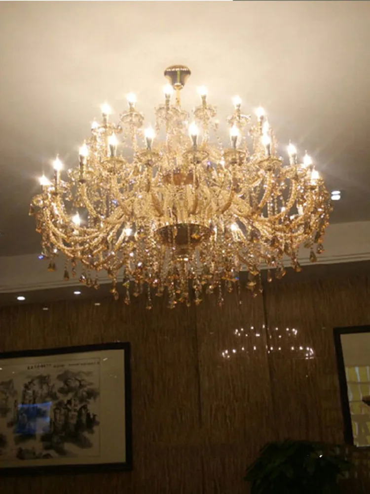 Большая подвесная хрустальная люстра для помещений освещение вестибюля отеля