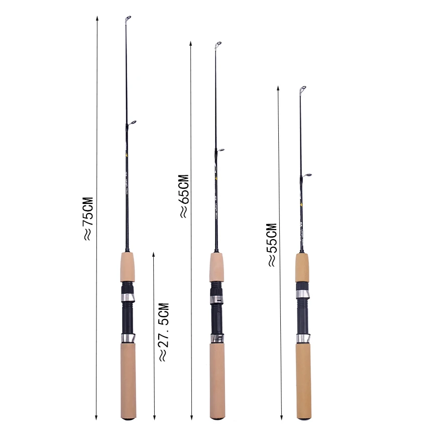 55 65 75CM Mini Telescopic Ice Fishing Rod Portable Carbon Fiber River Shrimp Carp Fishing Pole Winter Fishing Rod Tackle Pesca