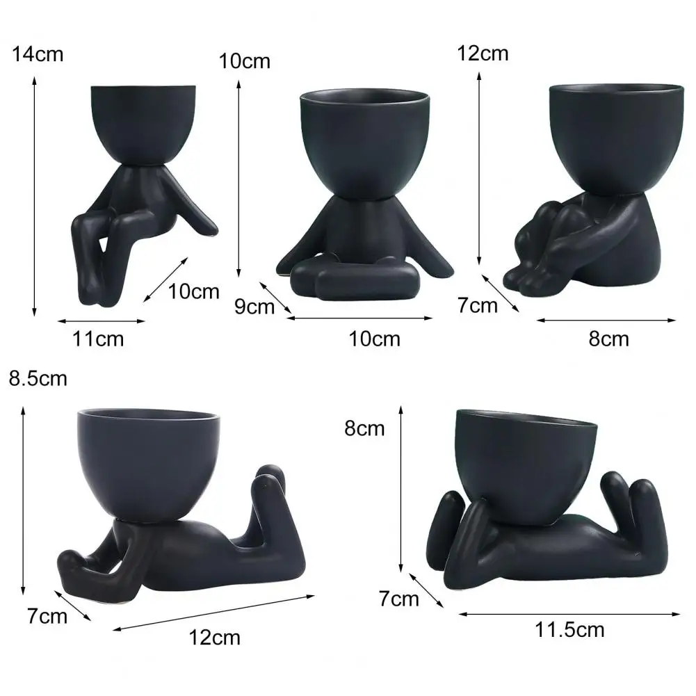 

Flower Pot Planters Ornament Simple Anti-corrosion Ceramic Creative Little People Body Art Desktop Window for Home