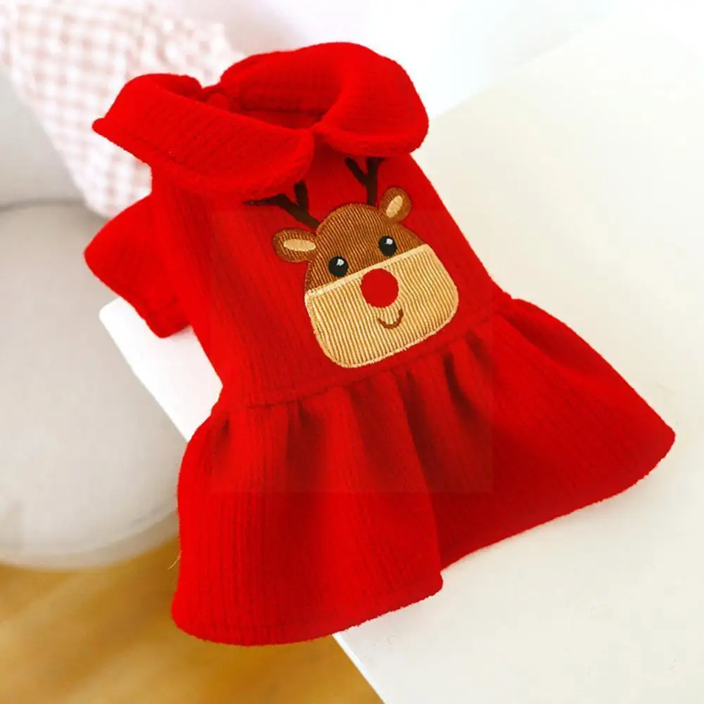 

Christmas Pet Clothes Elk Print Skirt Dress Dog Warm Clothes Dress Outfit Festival Sweatshirt Pet New Hooded Princess Year G5f4