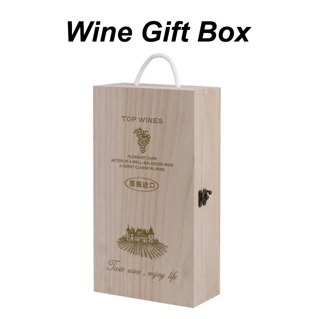 Wooden Wine Box Double Bottle Strap Crates Shell Gift Home Decoration glas marker silikon set vino waterslot for wine vino