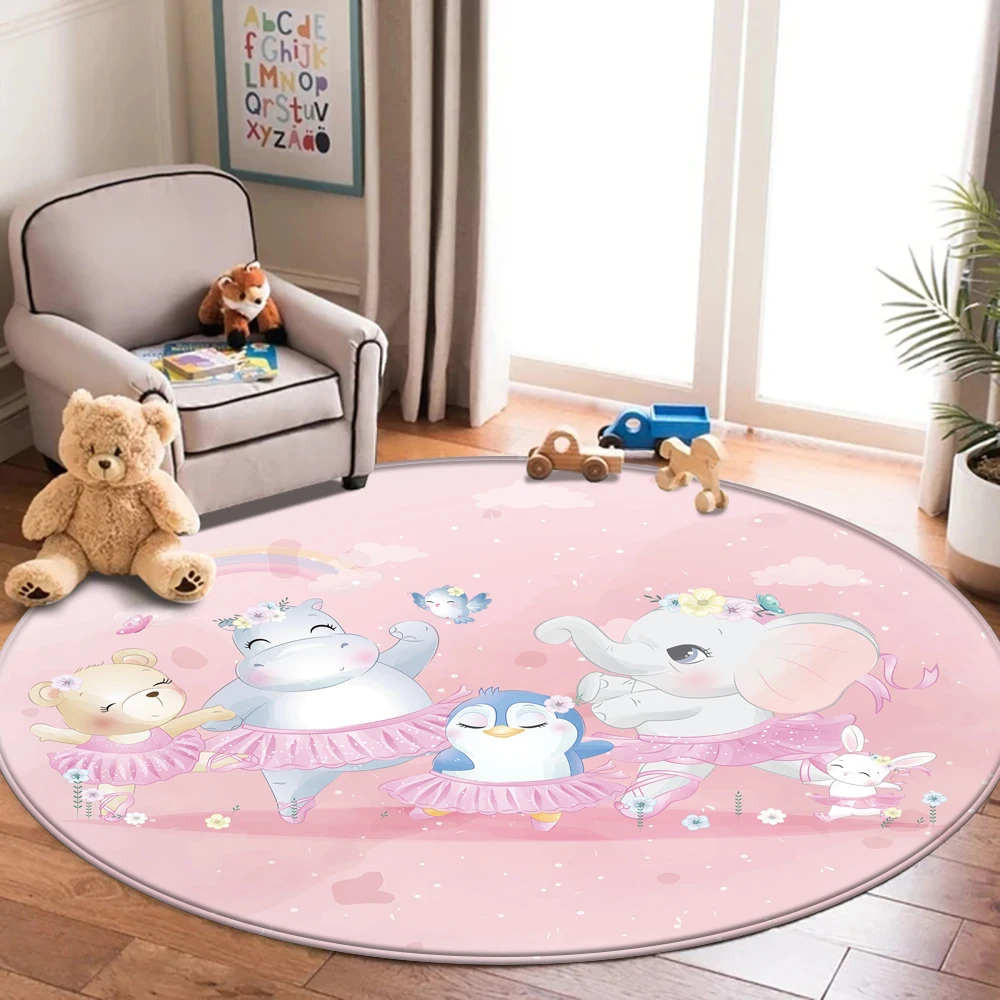 

Dropshipping Non-Slip Children Safety Flannel Carpet Animal Baby Hand Print Round Carpet Baby Play Mat Fashion Children Carpet